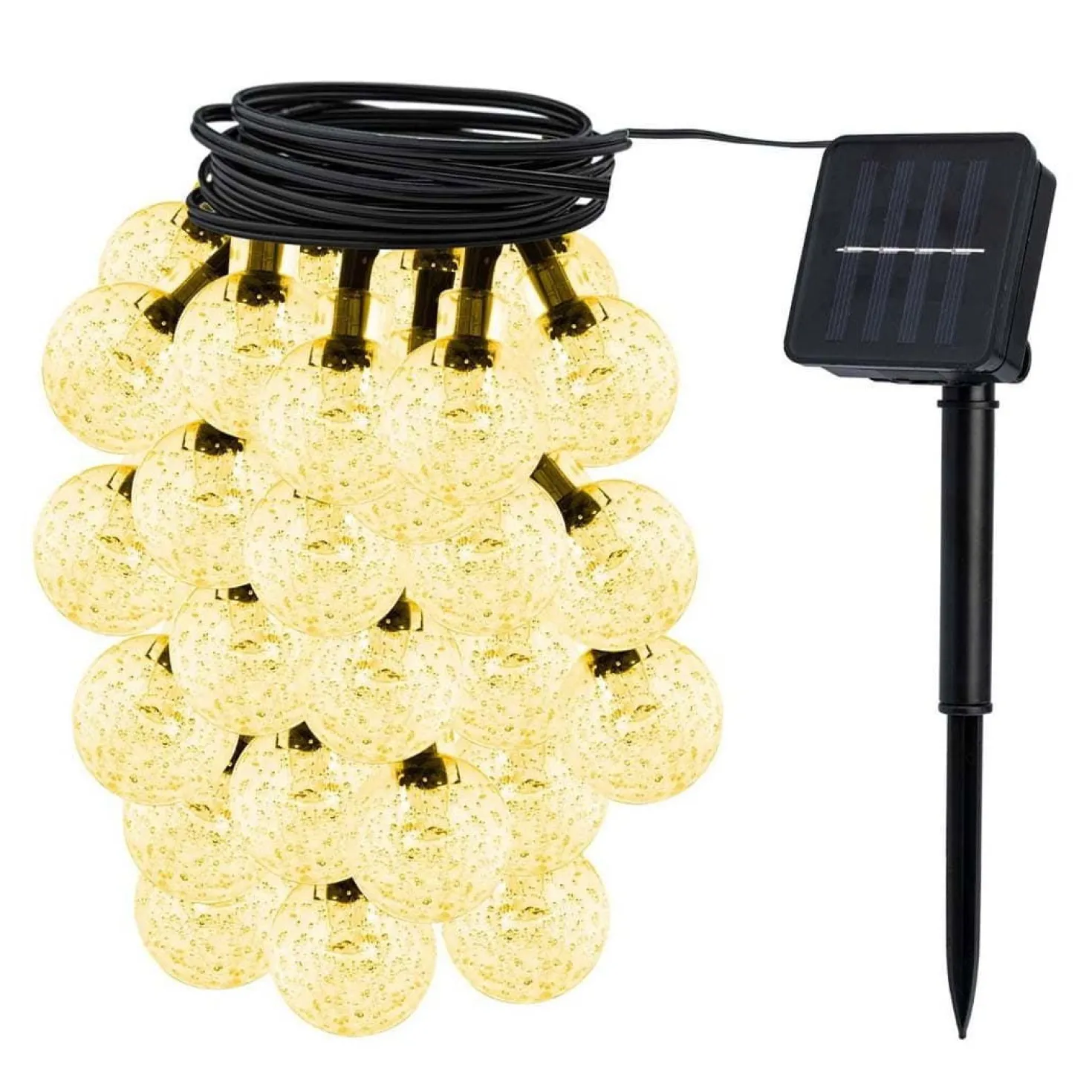 4 stk. Solcelle Lyskæde | Inkl. 20 pærer | LED | 485cm | 3000K (0138)