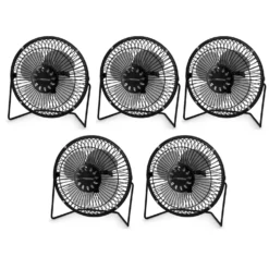 5 stk. USB Ventilator | Støjsvag | Sort | Ø18cm | Bord Ventilator