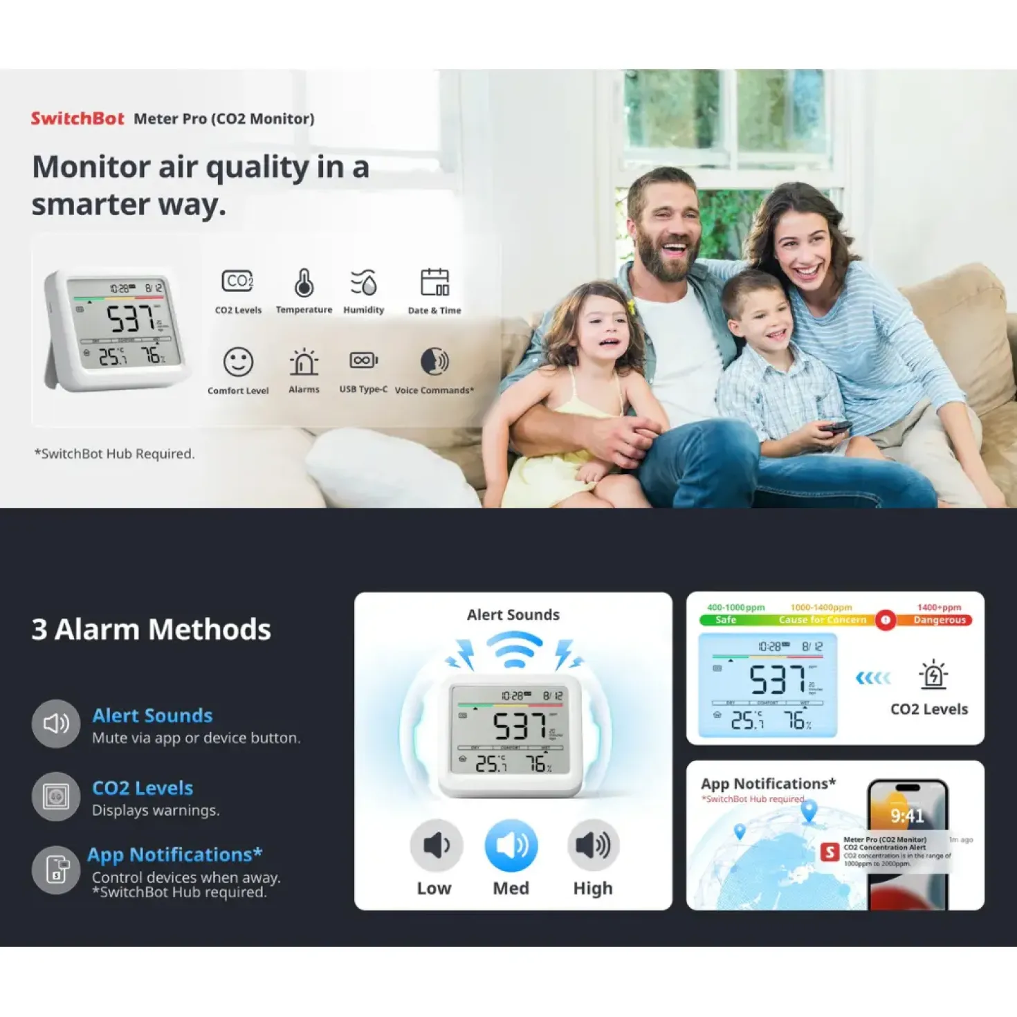 SwitchBot Meter Pro (CO2) | Termometer | Hygrometer | Smart Home | Indendørs