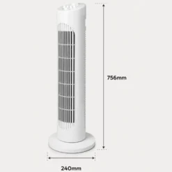 Tårnventilator | Oscillerende Luftventilator med 3 Hastigheder | 50W | Hvid