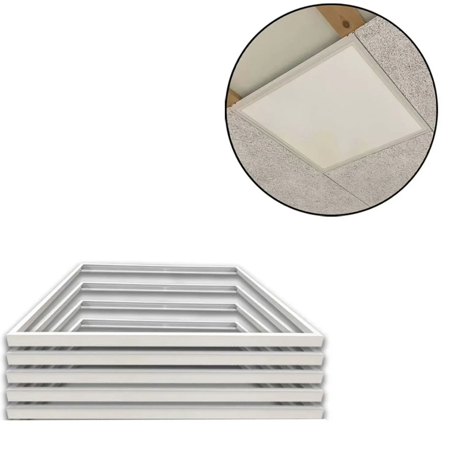 Troldtektramme til LED Panel 60x60 | 5-Pak | 25mm | Perfect Fit | Hvid