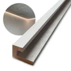 Træskinne for indirekte lys | 180cm | Til LED Strip | Hvid