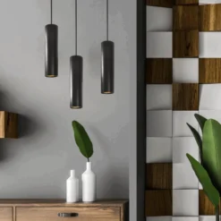 Tube Pendel | Loftlampe | GU10 | Sort | Ø80mm | Max 150cm
