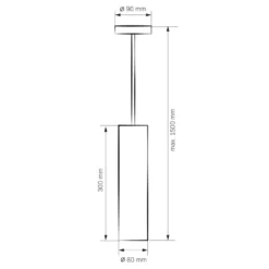Tube Pendel | Loftlampe | GU10 | Sort | Ø80mm | Max 150cm