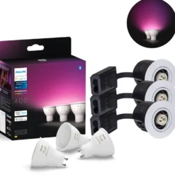 Udendørs Indbygningsspot | 3-Pak | Inkl. Philips Hue GU10 | White & Color Ambiance | 400lm | 4,2W | Hvid