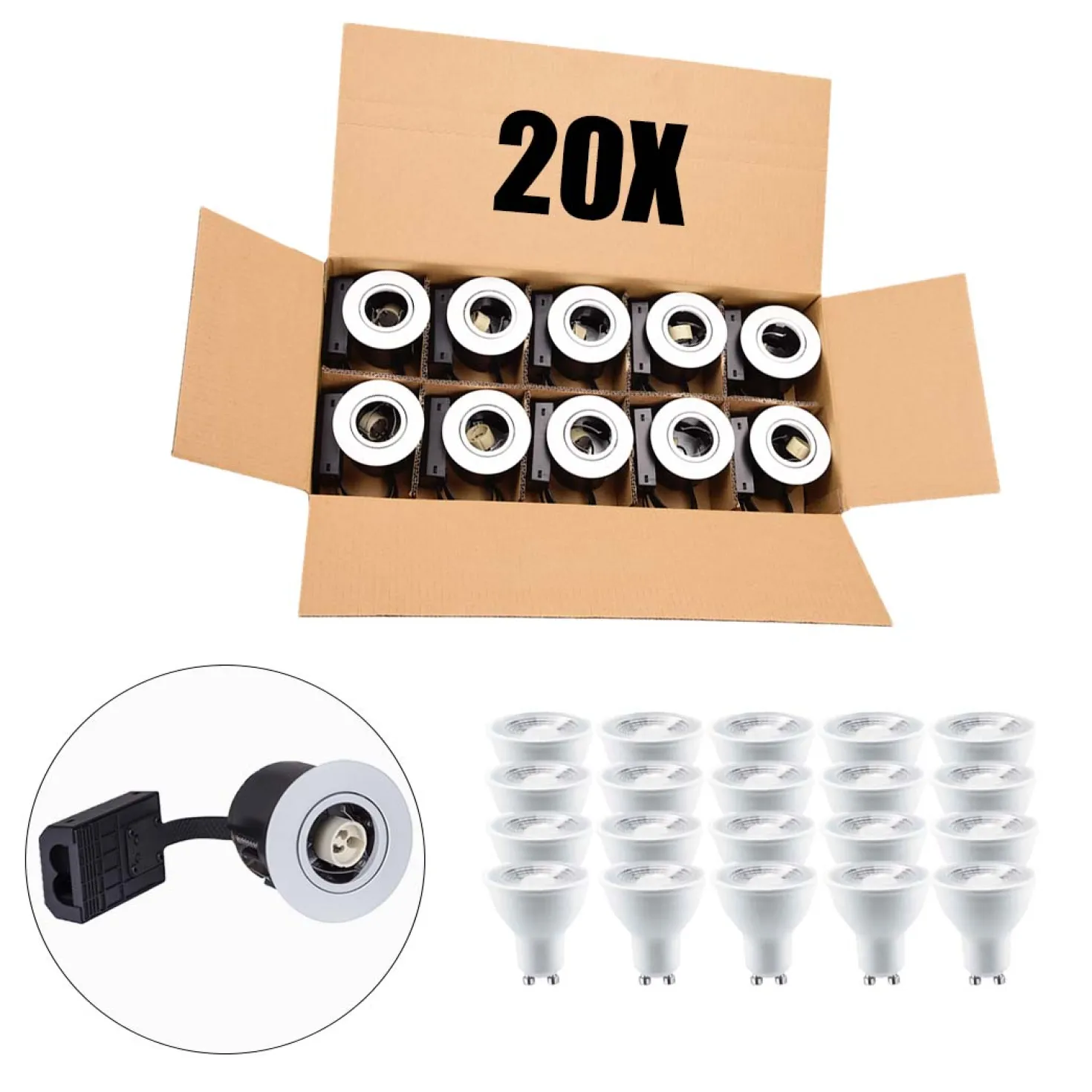 Udendørs Spot GU10 | Mat Hvid | Inkl. LED Pærer | 230V | VENTA | 20 stk. pakke