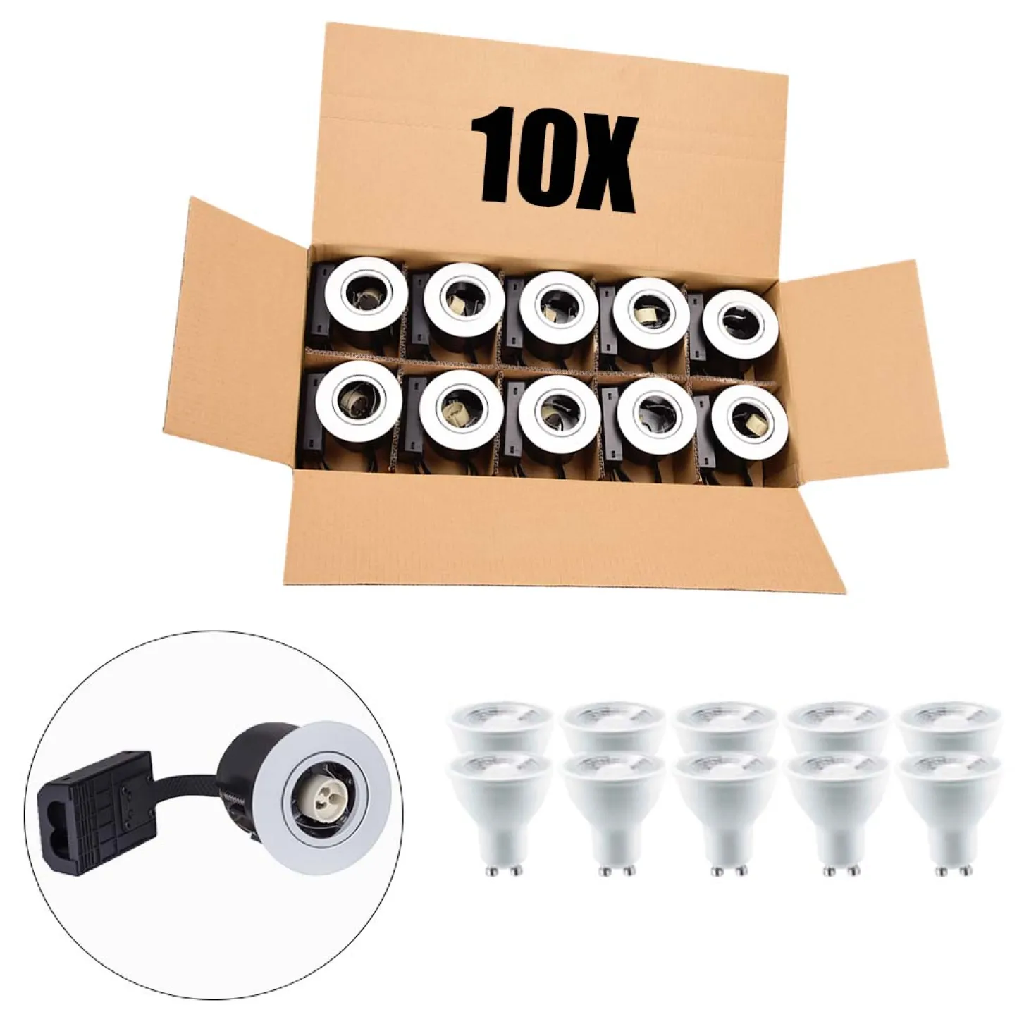 Udendørs Spot GU10 | Mat Hvid | Inkl. LED Pærer | 230V | VENTA | 10 stk. Pakke