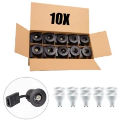 Udendørs Spot GU10 | Mat Sort | Inkl. LED Pærer | 230V | VENTA | 10 stk. Pakke