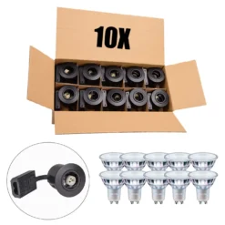 Udendørs Spot GU10 | Mat Sort | Inkl. Philips Master Pære | Dæmpbar | 3000K | VENTA | 10 stk. Pakke