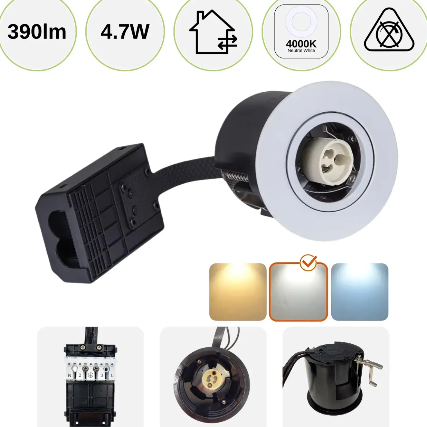 Udendørs Spot | 12-pak | 230V | Indbygningsspot | inkl. Philips GU10 pærer | VENTA | Hvid