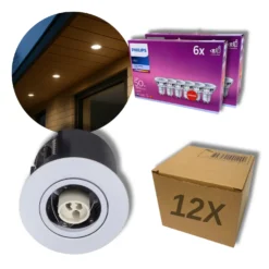 Udendørs Spot | 12-pak | 230V | Indbygningsspot | inkl. Philips GU10 pærer | VENTA | Hvid