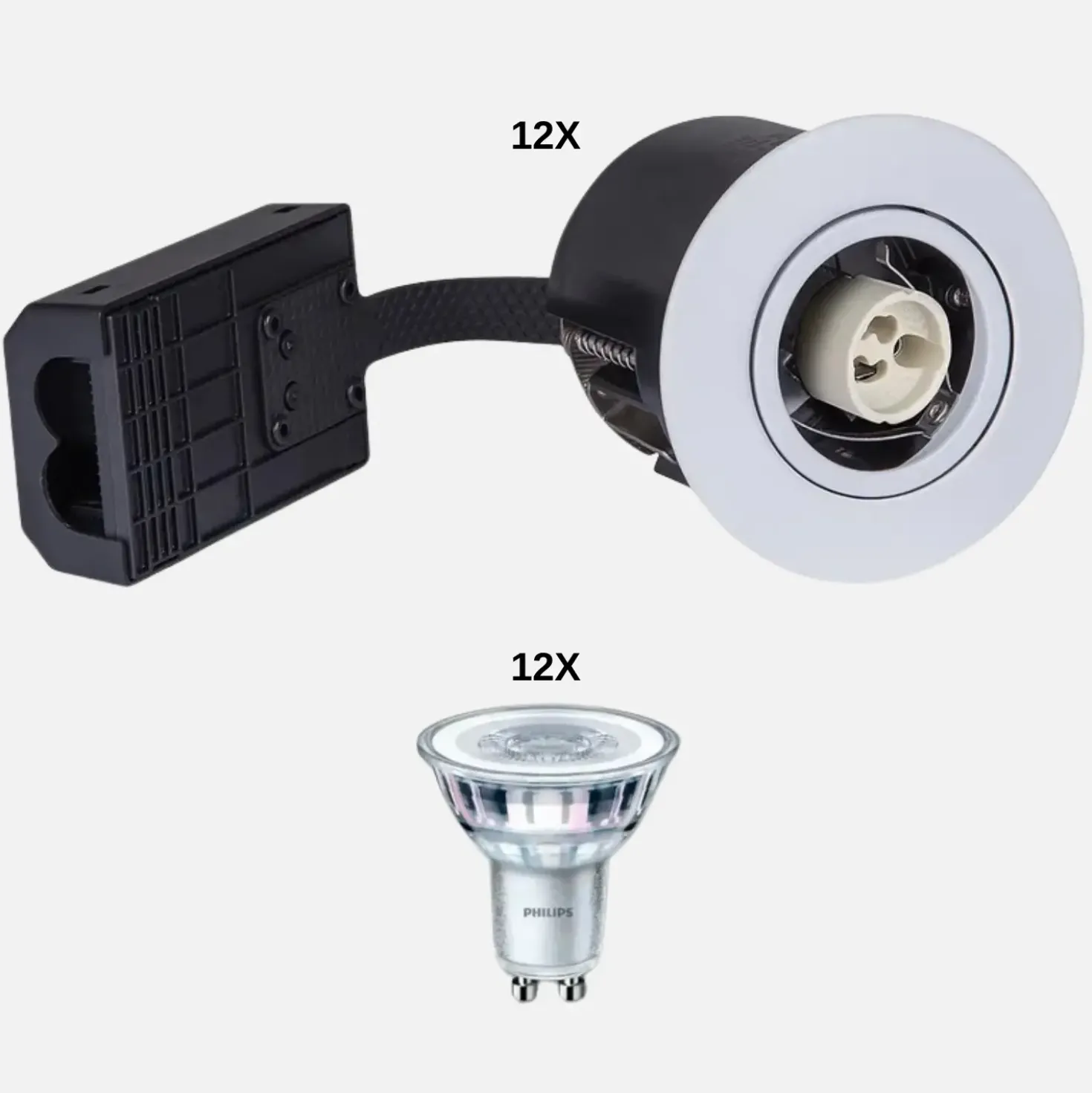 Udendørs Spot | 12-pak | 230V | Indbygningsspot | inkl. Philips GU10 pærer | VENTA | Hvid