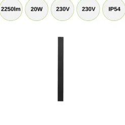 Udendørs Væglampe | 60cm | 3CCT | 2250lm | 20W | WOW | Sort
