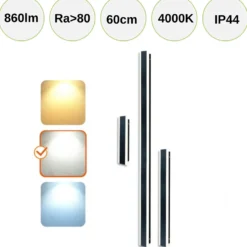 Udendørs Væglampe | 60cm | 4000K | 860lm | 12W | MIRANA S | Sort