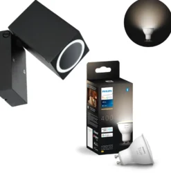 Udendørs Væglampe | Inkl. Philips Hue 1xGu10 | Sort Spotlampe