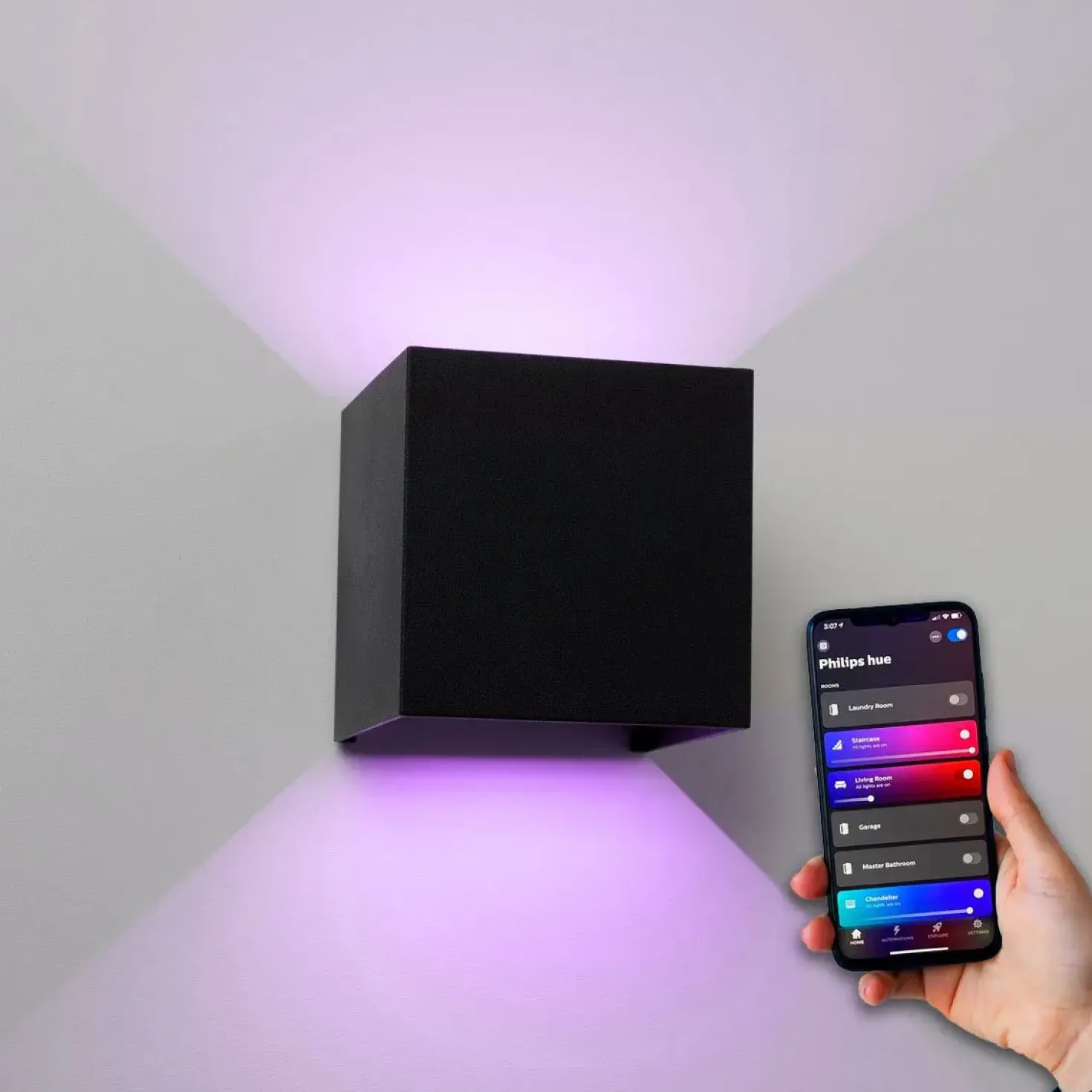 Udendørs Væglampe | RGB+CCT | 540lm | 6W | Hue Kompatible | TENZA | Sort