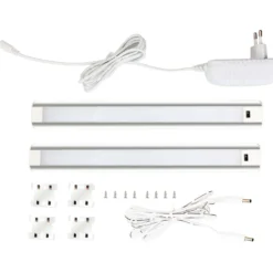 Underskabsarmatur med Sensor | 60cm | 2 stk. | Dæmpbar | 4000K | 900lm | 9W | Sølv