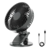 USB Bordventilator med klemme | Genopladelig | 6W | VIENTO | Sort