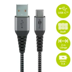 USB C Til USB A | Lightningkabel | 2m | 60W | Knækbeskyttelse