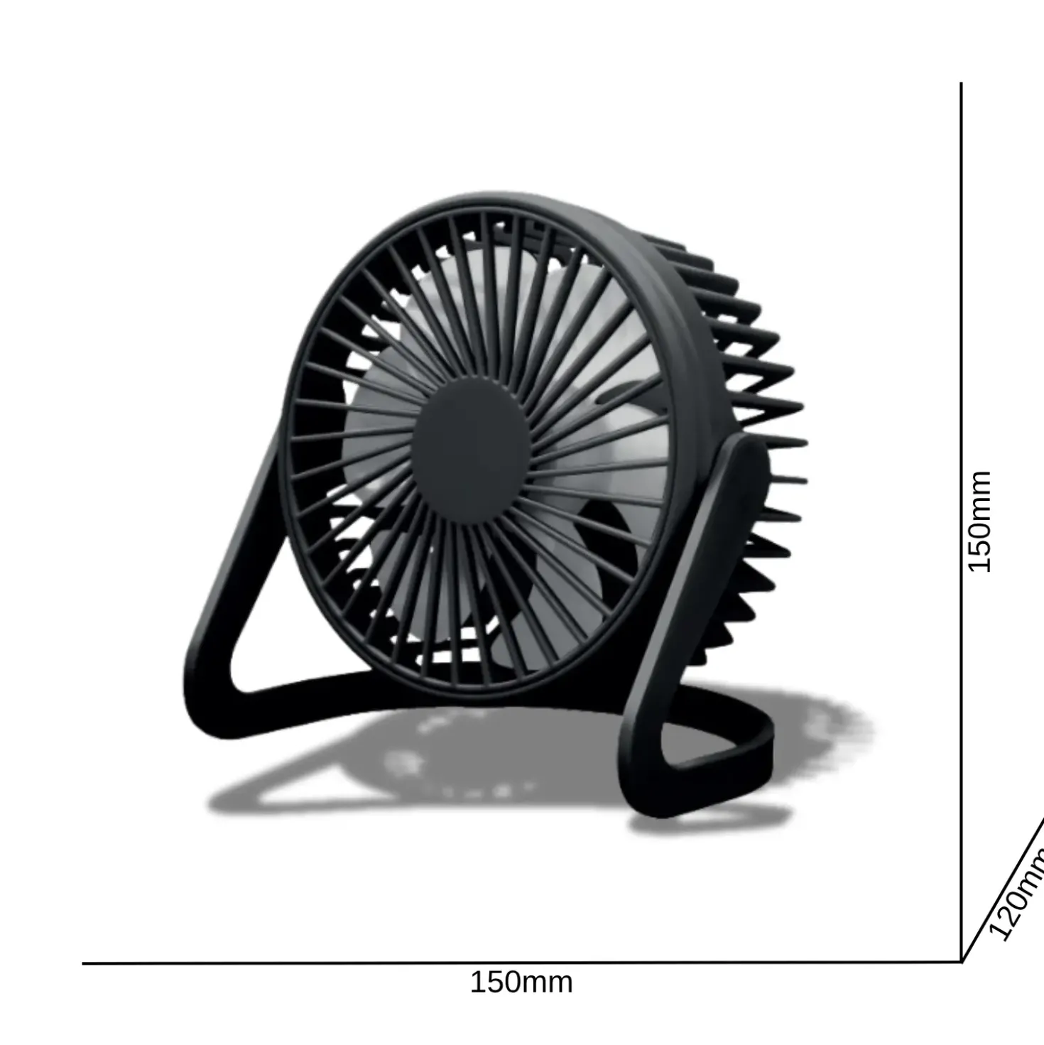 USB Ventilator | Ø15cm | Bord Ventilator | Sort