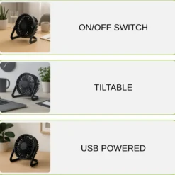 USB Ventilator | Ø15cm | Bord Ventilator | Sort