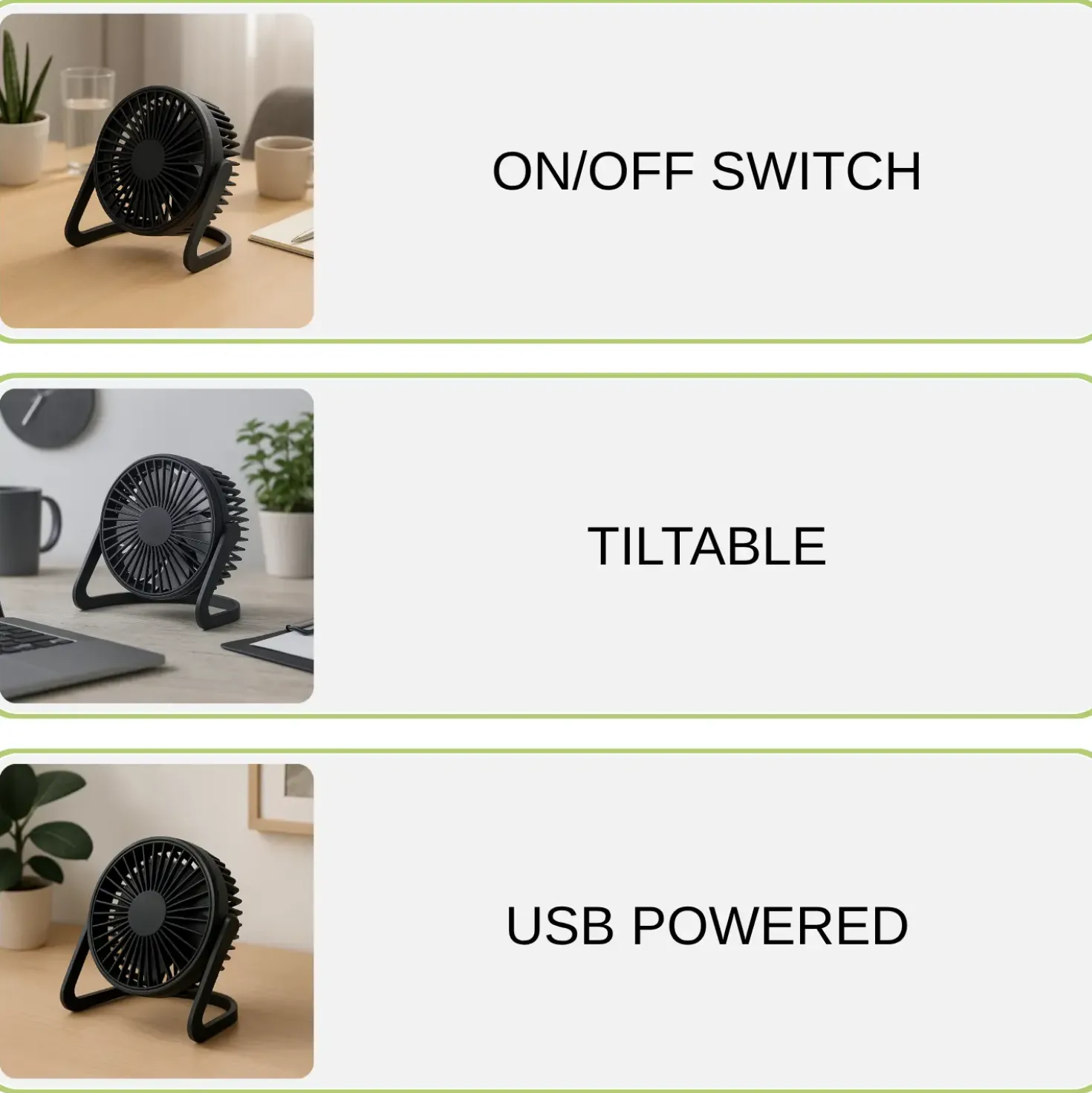 USB Ventilator | Ø15cm | Bord Ventilator | Sort