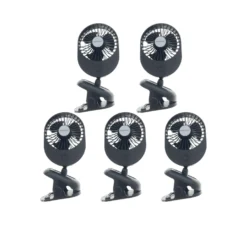 USB Ventilator Med Bordklemme | 5 stk. | Sort | 2W | Bordventilator