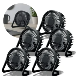 USB Ventilator | 5-Pak | Ø15cm | Bord Ventilator | Sort