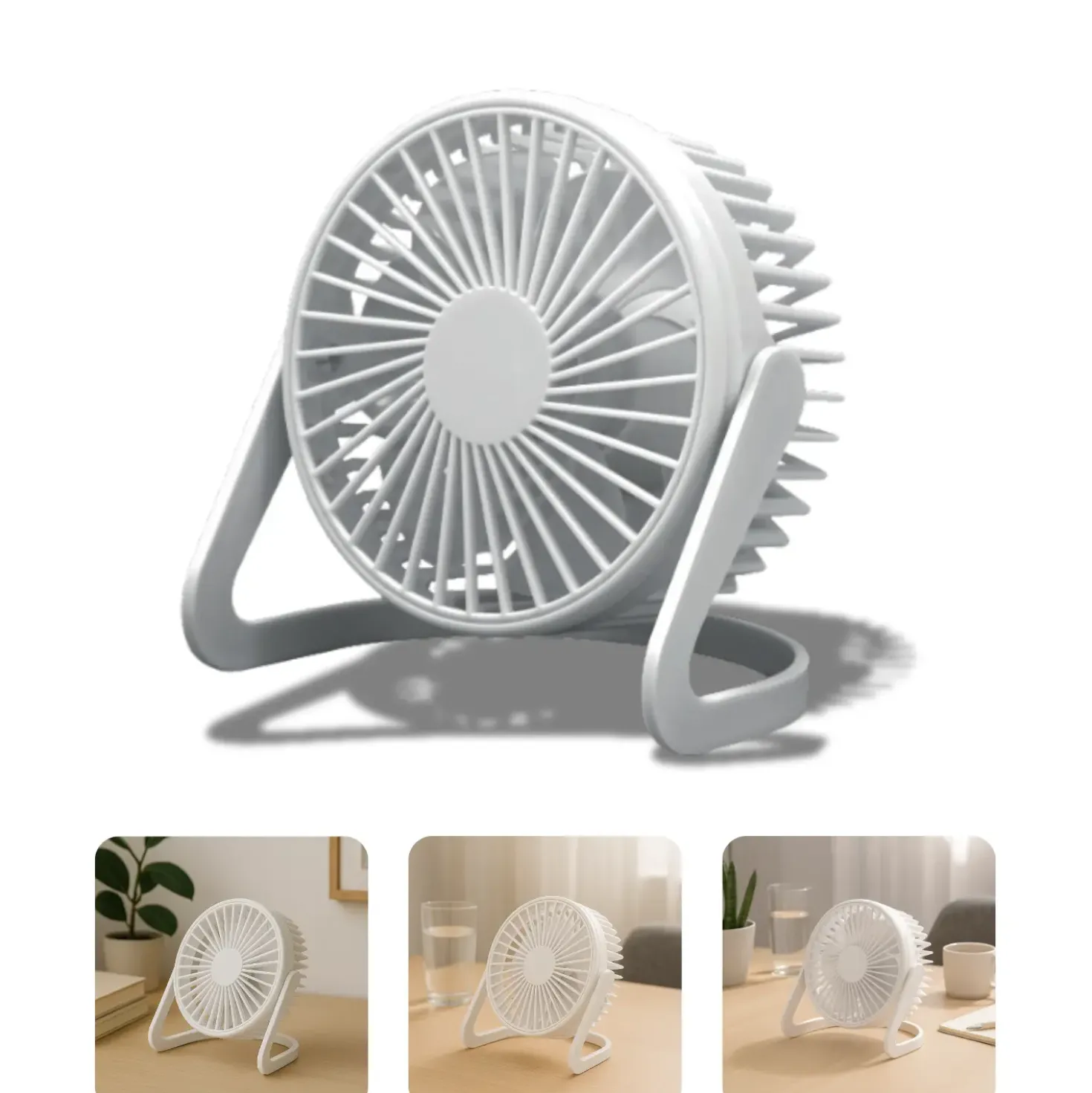 USB Ventilator | 5-Pak | Ø15cm | Bord Ventilator | Hvid