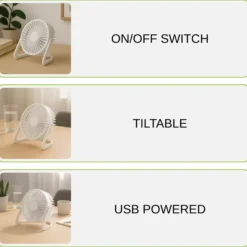 USB Ventilator | 5-Pak | Ø15cm | Bord Ventilator | Hvid