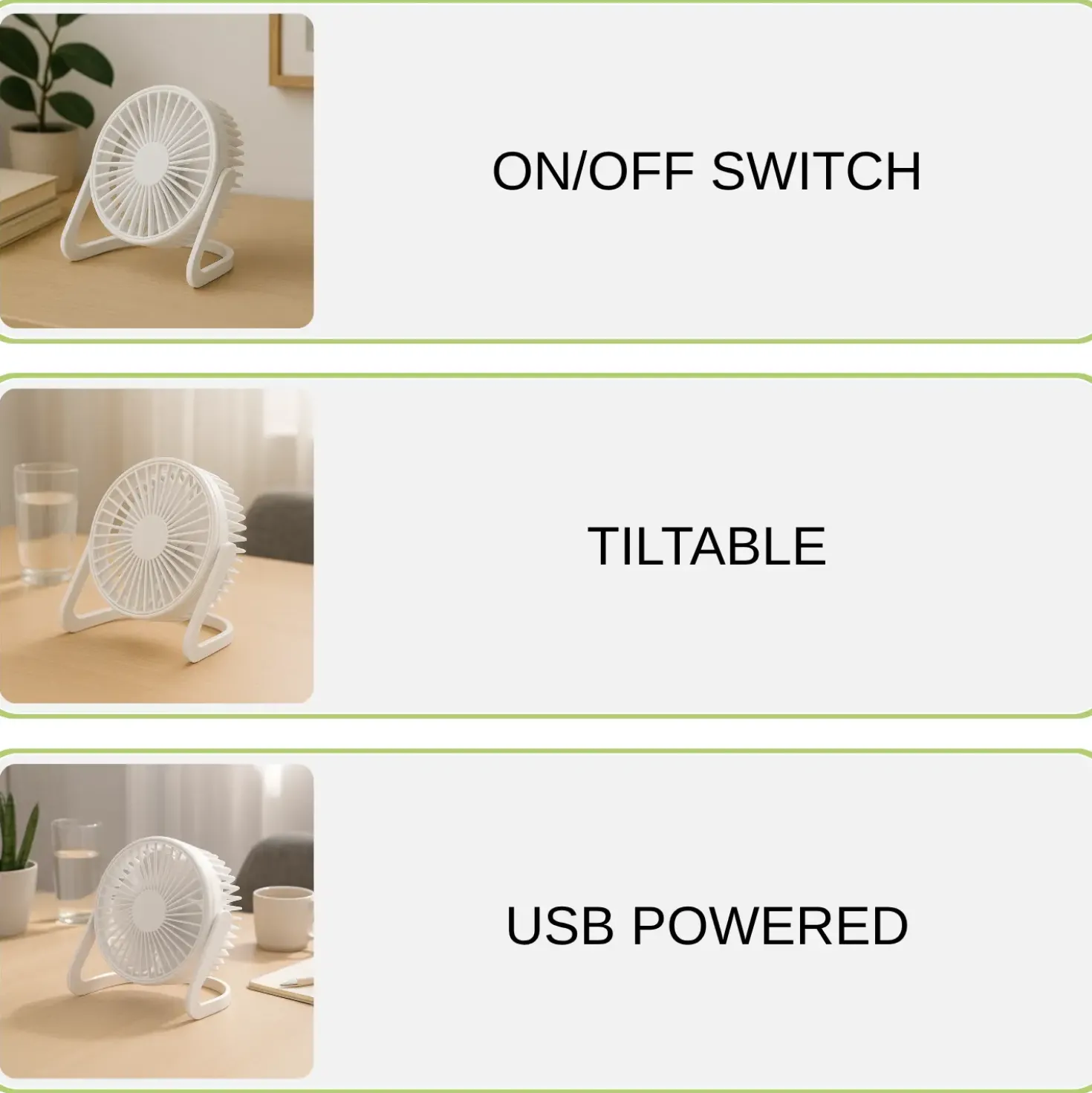 USB Ventilator | 5-Pak | Ø15cm | Bord Ventilator | Hvid