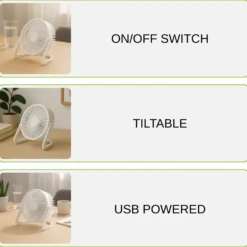 USB Ventilator | 5-Pak | Ø15cm | Bord Ventilator | Hvid