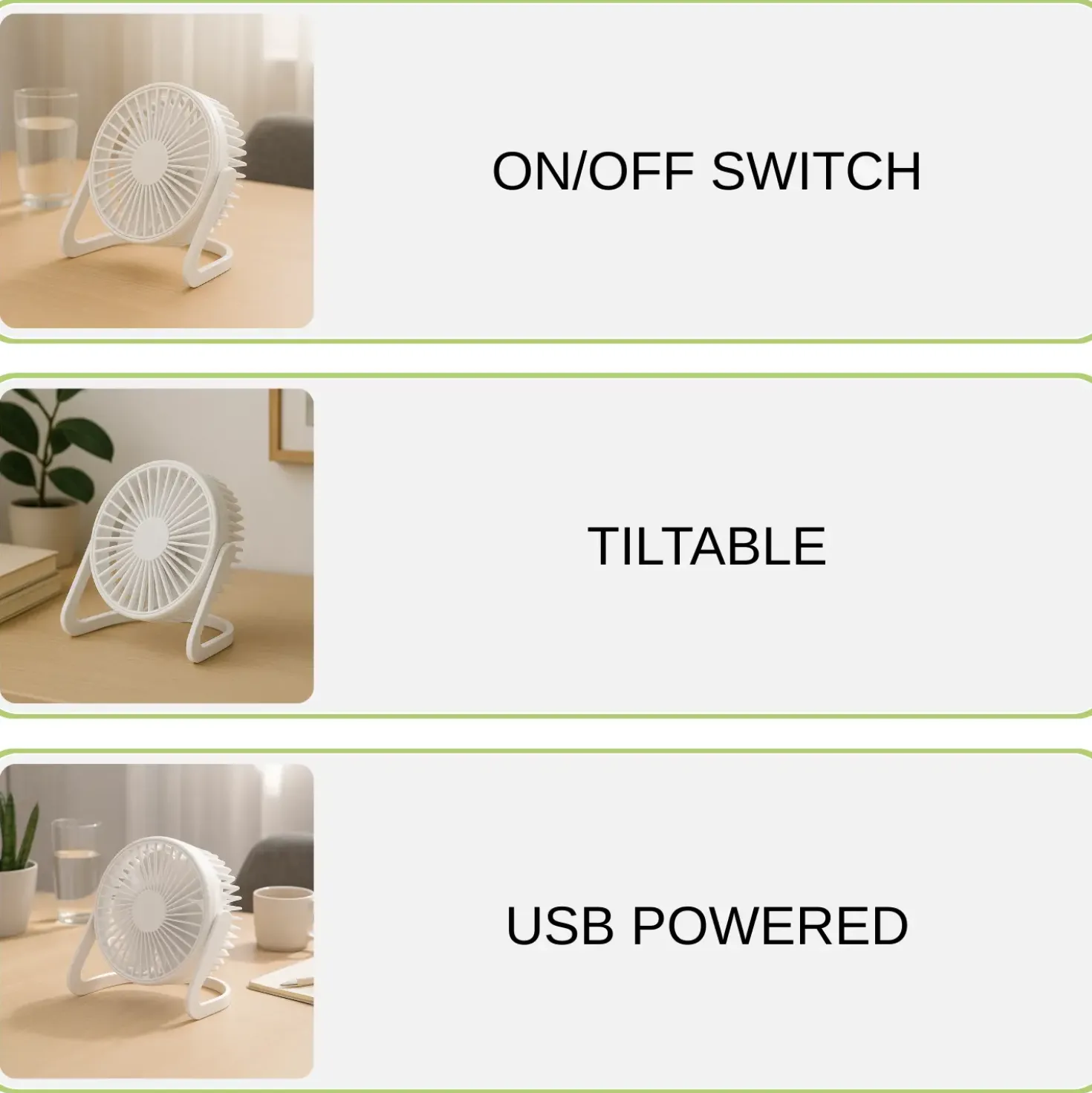 USB Ventilator | 5-Pak | Ø15cm | Bord Ventilator | Hvid