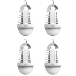 UV Myggefanger | 4-Pak | Batteri | 3W | IP44 | Indbygget Lanterne | 70lm | Hvid