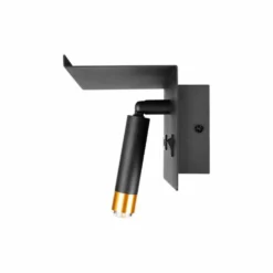 Væghængt Sengelampe Med Hylde og USB Stik | USB A+C | G9 | Messing Og Sort