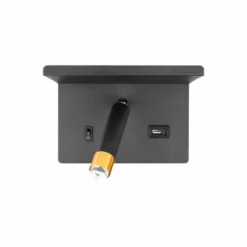 Væghængt Sengelampe Med Hylde og USB Stik | USB A+C | G9 | Messing Og Sort