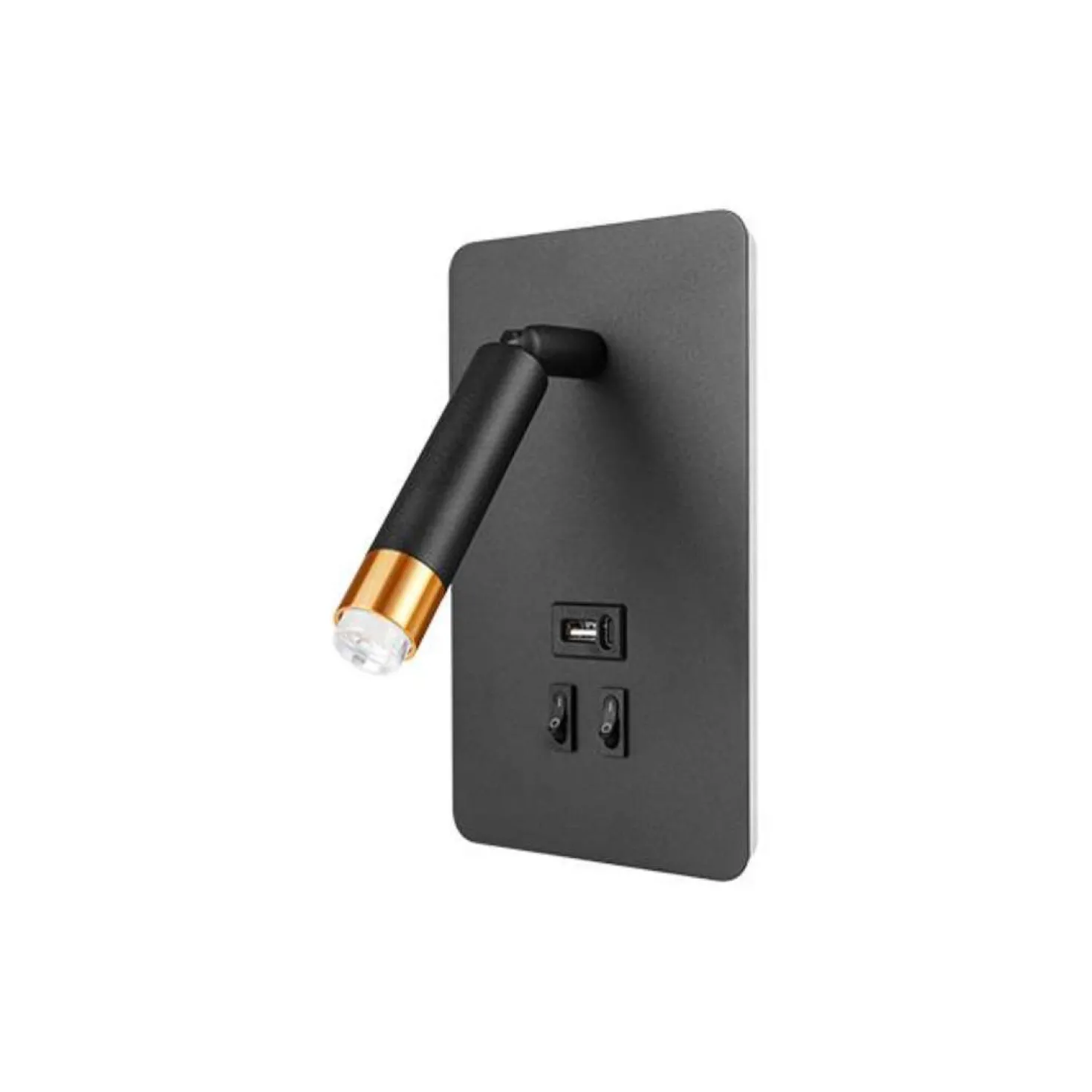 Væghængt Sengelampe Med USB Stik | USB Type A + C | LED Backlight | G9 | Messing Og Sort