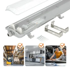 Vækstlys Armatur 150cm | 27 PPF | 18,3W | IP65 | Inkl. 2 stk Osram Grolys Rør | FLUORA