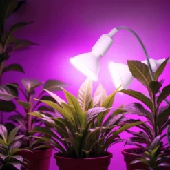 Vækstlys Lampe + Pære | 2-Pak | 7,4 PPF | 7W | 2 Arme | Med Klemme | Hvid