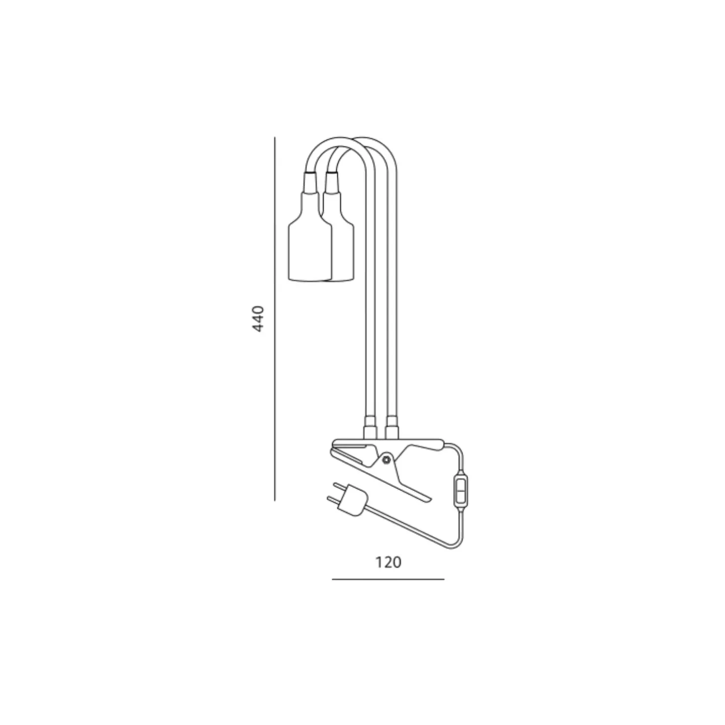 Vækstlys Lampe + Pære | 2-Pak | 7,4 PPF | 7W | 2 Arme | Med Klemme | Sort