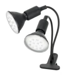 Vækstlys Lampe + Pære | 2-Pak | 7,4 PPF | 7W | 2 Arme | Med Klemme | Sort