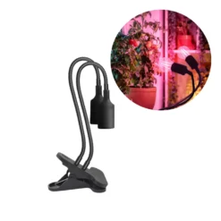 Vækstlys Lampe + Pære | 2-Pak | 10,5 PPF | 9W | 2 Arme | Med Klemme | Sort