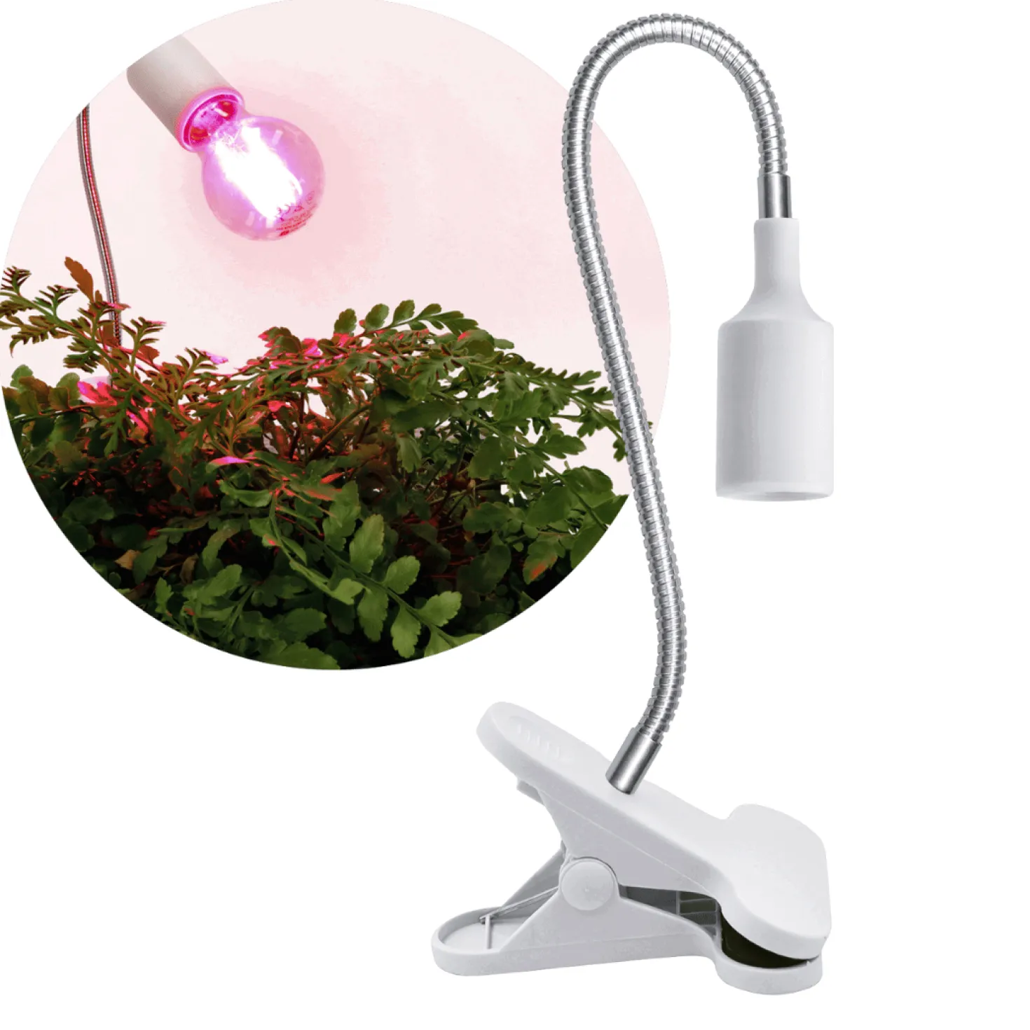 Vækstlys Lampe + Pære | 2-Pak | 14,4 PPF | 11W | Med Klemme | Hvid