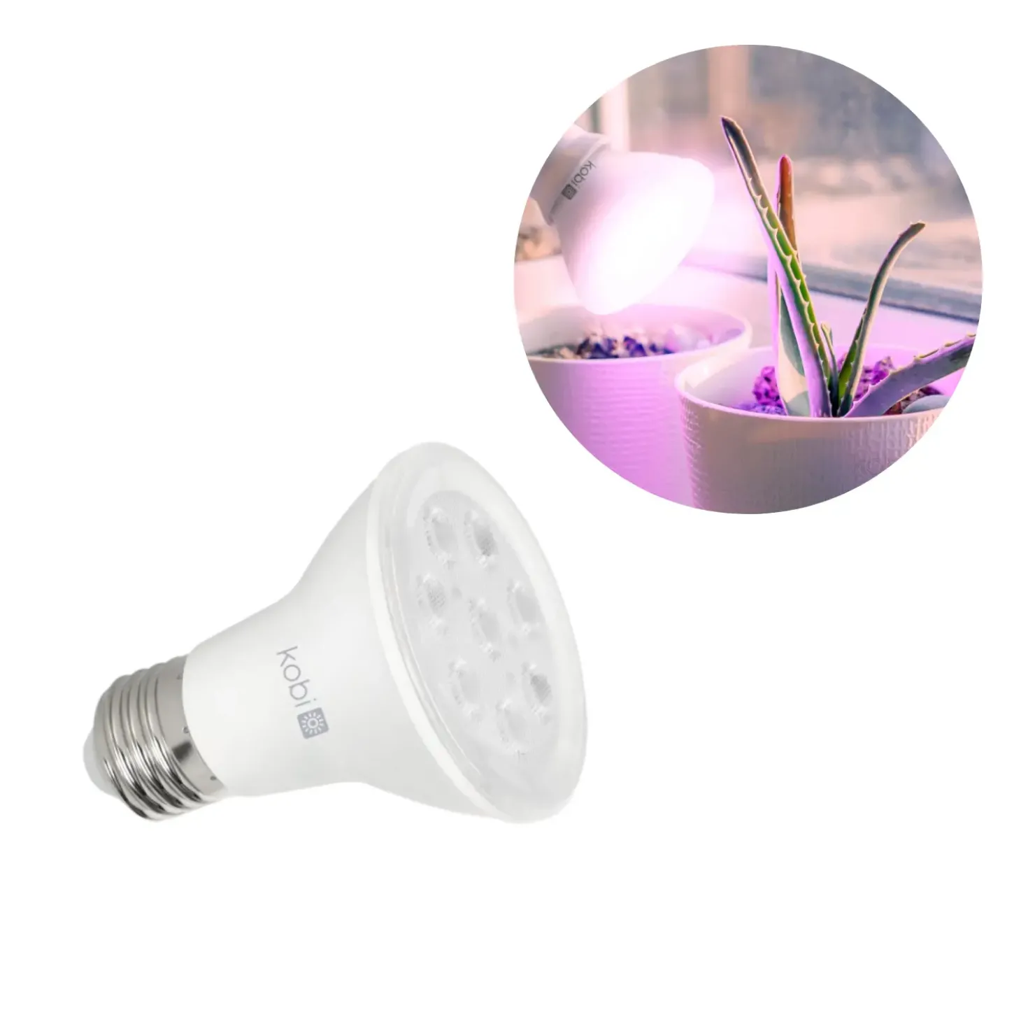 Vækstlys Lampe + Pære | 2-Pak | 7,4 PPF | 7W | Med Klemme | Hvid