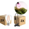 Vækstlys Lampe + Pære | 2-Pak | 10,98 PPF | 8W | Med Klemme | Sort
