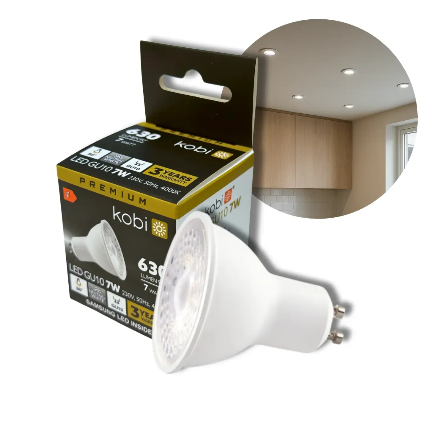 7W | LED GU10 | 4000K | 630lm | SAMSUNG LED | Ikke Dæmpbar