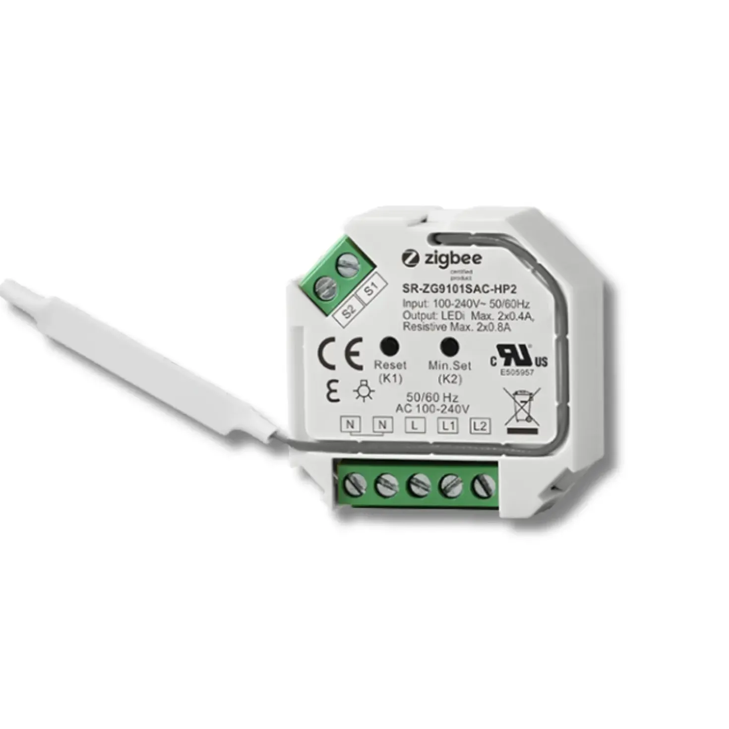 Zigbee Lysdæmper 3.0 | 2-Kanal | 0-90 W/CH | Philips HUE Kompatibel
