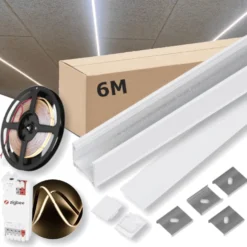 Zigbee Lysskinne til Troldtekt | 6m Sæt | 24v COB LED | Hvid | 3000K