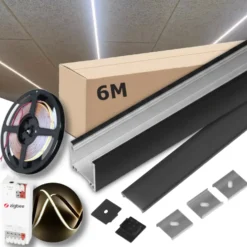 Zigbee Lysskinne til Troldtekt | 6m Sæt | 24v COB LED | Sort | 4000K